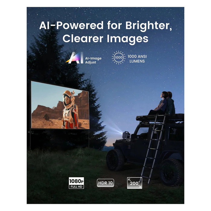 Anker Mars 3 Proyector Inteligente Portátil 1080p Full HD 1000 Lúmenes ANSI DLP Android TV Bluetooth Altavoz Integrado Negro