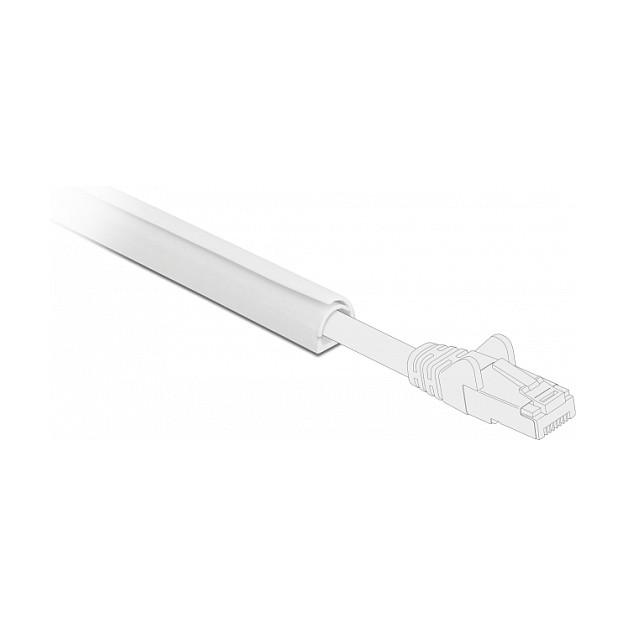 DeLOCK Conducto para Cables Mini Autoajustable con Cierre Automático y Cinta Adhesiva, Blanco PVC 15 x 11 mm, Longitud 1 m