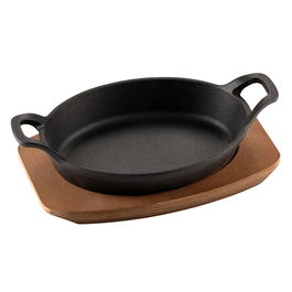 1946 Mini Cacerola Hierro Fundido Esmaltado con Bandeja Madera 22x16 cm