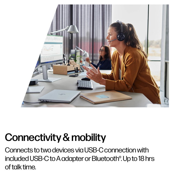HP Voyager Focus 2 UC Auriculares Inalámbricos USB-C/A Certificados para Microsoft Teams, Oficina/Centro de Llamadas, Negro