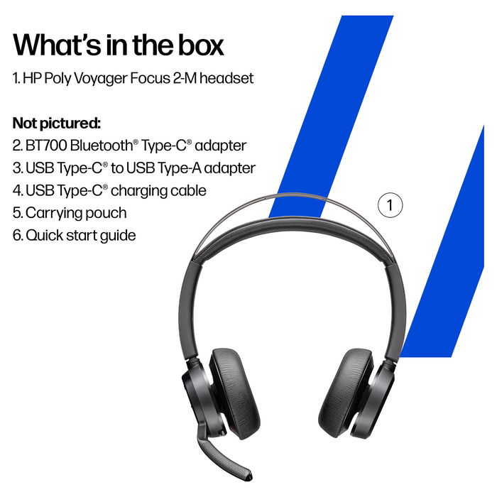 HP Voyager Focus 2 UC Auriculares Inalámbricos USB-C/A Certificados para Microsoft Teams, Oficina/Centro de Llamadas, Negro