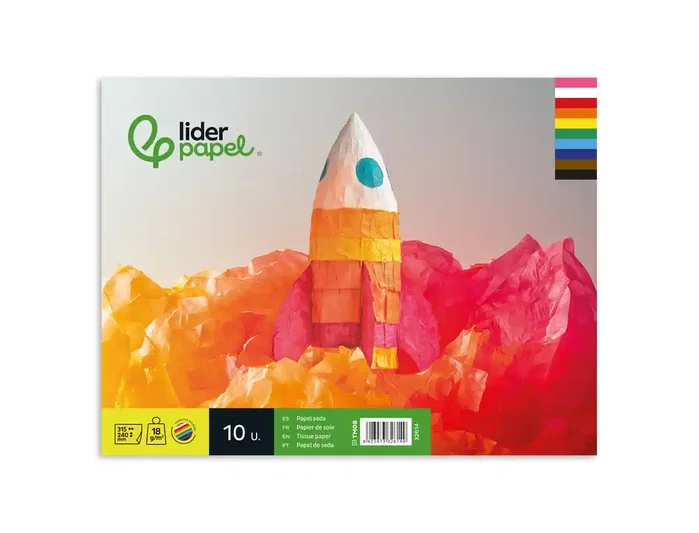 Liderpapel Bloc trabajos manuales Papel Seda 240x315mm 10 hojas Colores Surtidos