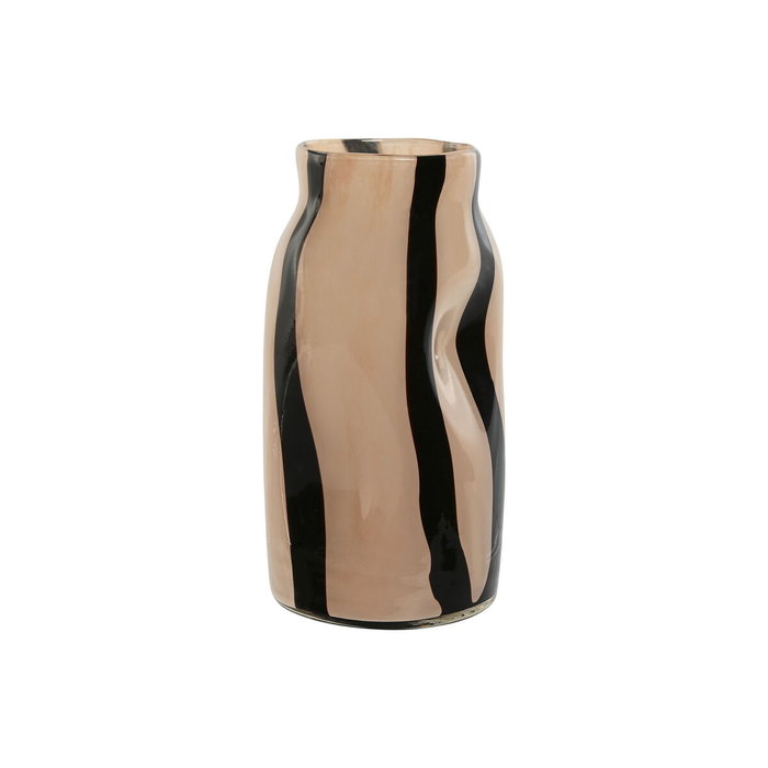 DKD Home Decor Jarrón de Cristal Crema y Negro 15x15x29,2 cm DKD Home Decor Jarrón de Cristal Crema y Negro 15x15x29,2 cm
