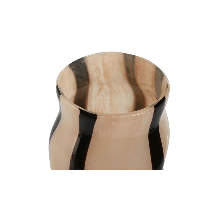 DKD Home Decor Jarrón de Cristal Crema y Negro 15x15x29,2 cm DKD Home Decor Jarrón de Cristal Crema y Negro 15x15x29,2 cm