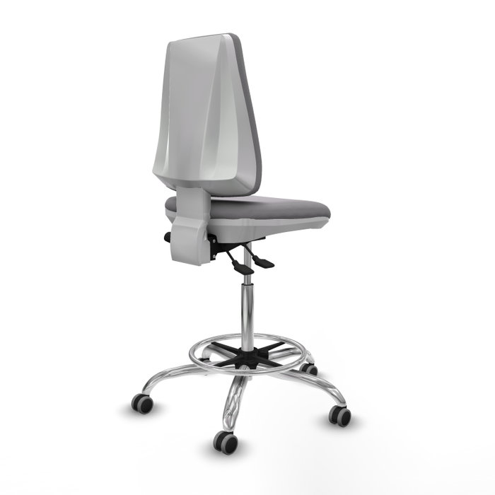 PIQUERAS Y CRESPO Taburete Elche blanco AS con tapizado gris y base cromada PIQUERAS Y CRESPO Taburete Elche blanco AS con tapizado gris y base cromada