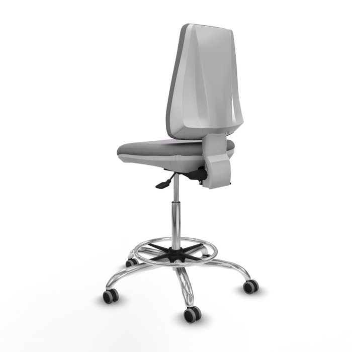 PIQUERAS Y CRESPO Taburete Elche blanco AS con tapizado gris y base cromada PIQUERAS Y CRESPO Taburete Elche blanco AS con tapizado gris y base cromada