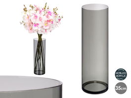 Giftdecor Jarrón Decorativo Cilíndrico de Acrílico Negro, 12 cm de Diámetro x 35 cm de Alto, Aparador o Centro de Mesa (Set de 12)