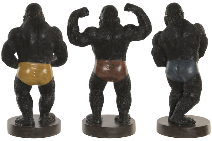 DKD Home Decor Figura de Gorila en Resina, Surtido Negro/Dorado