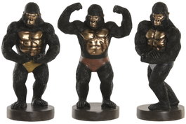 DKD Home Decor Figura de Gorila en Resina, Surtido Negro/Dorado
