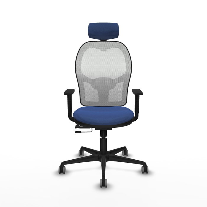 PIQUERAS Y CRESPO Silla de oficina Jorquera con mecanismo Sincro/Traslack, Azul marino y Blanco