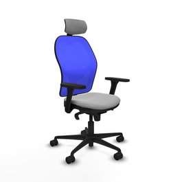PIQUERAS Y CRESPO Silla de oficina Jorquera con mecanismo Sincro, Gris claro y Azul
