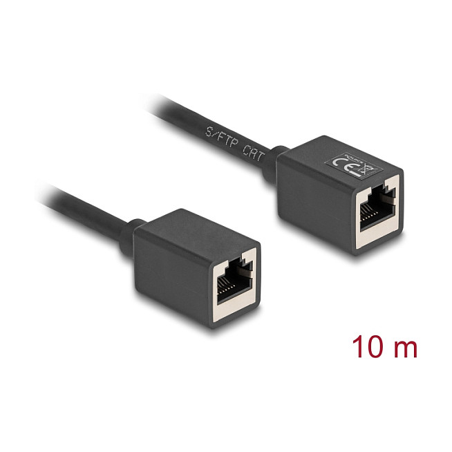 DeLOCK Cable de extensión de red RJ45 hembra a hembra Cat.6A S/FTP 10 m negro