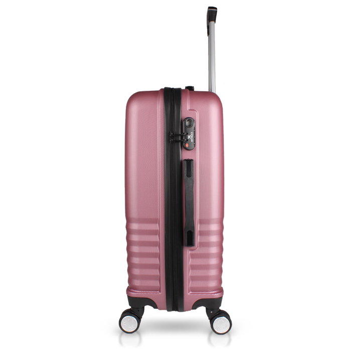 Zoozie Bags 8111 Set de Maletas 3 Piezas ABS Rosa Oro con Ruedas 360 y Candado de Combinación, Tamaños Grande, Mediano y Cabina