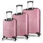 Zoozie Bags 8111 Set de Maletas 3 Piezas ABS Rosa Oro con Ruedas 360 y Candado de Combinación, Tamaños Grande, Mediano y Cabina
