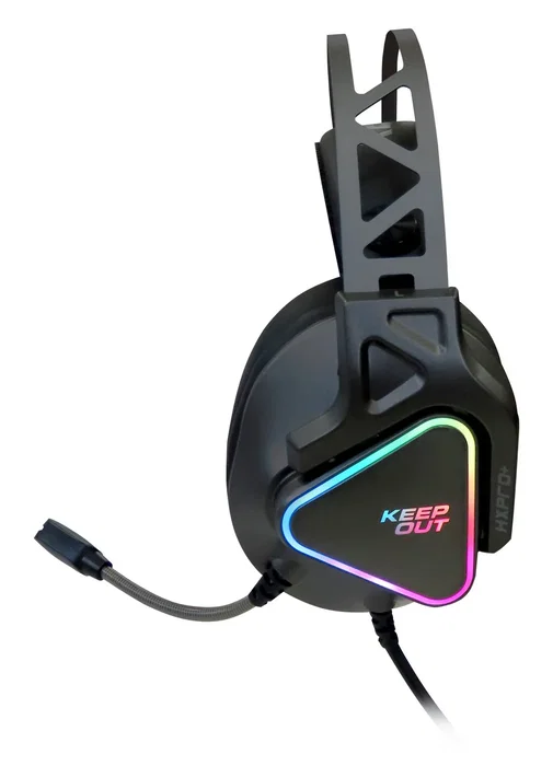 KeepOut Auriculares Gaming HXPRO+ con Sonido 7.1, RGB, Micrófono, para PC y PS4, Color Negro, Conector USB Tipo A