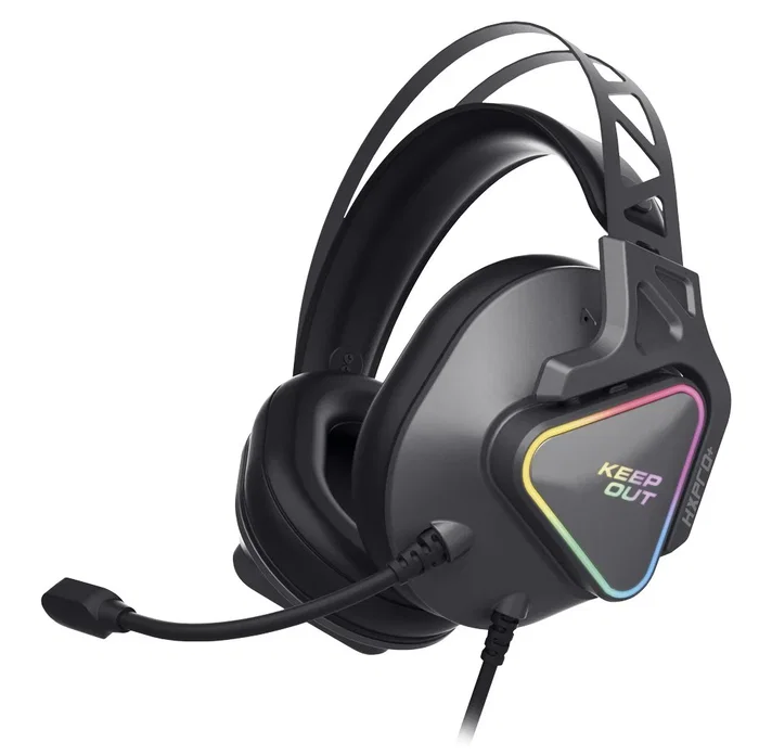 KeepOut Auriculares Gaming HXPRO+ con Sonido 7.1, RGB, Micrófono, para PC y PS4, Color Negro, Conector USB Tipo A