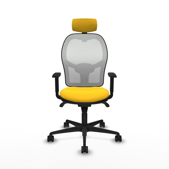 PIQUERAS Y CRESPO Silla de oficina Jorquera con mecanismo Sincro, Similpiel Amarillo y Malla Blanco