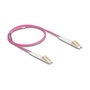 DeLOCK Cable de Fibra Óptica LC Duplex a LC Duplex Multimodo OM4, Angulable, 1 m, Violeta, Full Duplex
