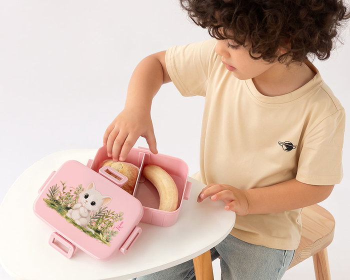KioKids Caja De Almuerzo Infantil Con Compartimentos Rosa - Lovely Friends