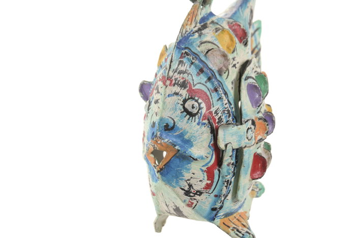 DKD Home Decor Decoración Metal Azul y Multicolor 17x6x14 cm