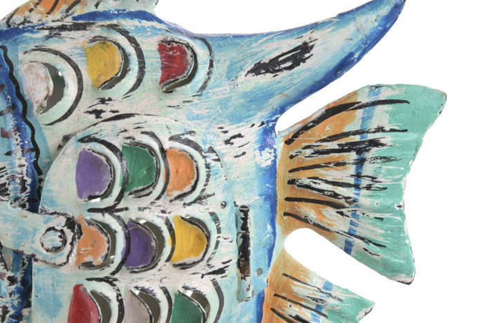 DKD Home Decor Decoración Metal Azul y Multicolor 17x6x14 cm