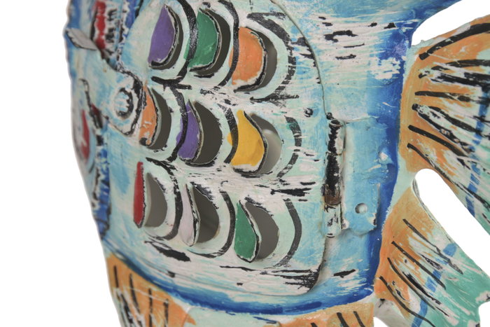 DKD Home Decor Decoración Metal Azul y Multicolor 17x6x14 cm