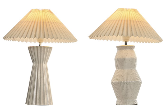 DKD Home Decor Lámpara de Sobremesa de Cerámica Crudo