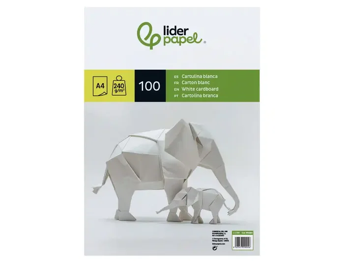 Liderpapel Cartulina A4 240g/m2 Blanco Paquete de 100 Hojas