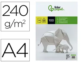 Liderpapel Cartulina A4 240g/m2 Blanco Paquete de 100 Hojas