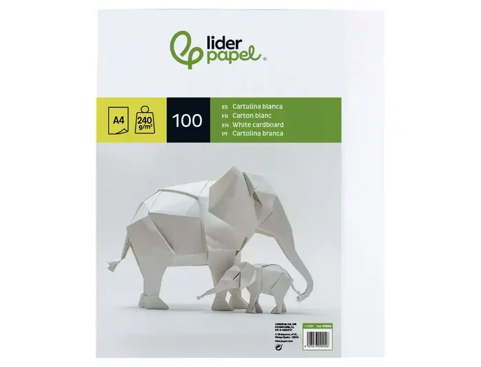 Liderpapel Cartulina A4 240g/m2 Blanco Paquete de 100 Hojas