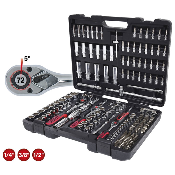 KS Tools Juego de Dados CHROMEplus 1/4 + 3/8 + 1/2, 195 piezas
