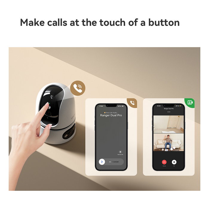 Imou Ranger Dual Pro Cámara de Seguridad IP Interior 6MP, PTZ 360°, Seguimiento Automático, Visión Nocturna, Wifi y Cable, Blanco