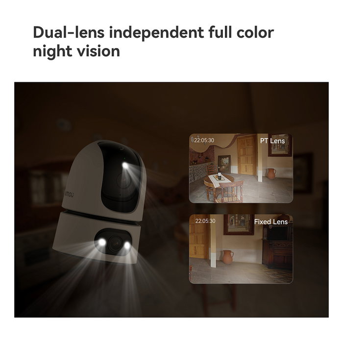 Imou Ranger Dual Pro Cámara de Seguridad IP Interior 6MP, PTZ 360°, Seguimiento Automático, Visión Nocturna, Wifi y Cable, Blanco