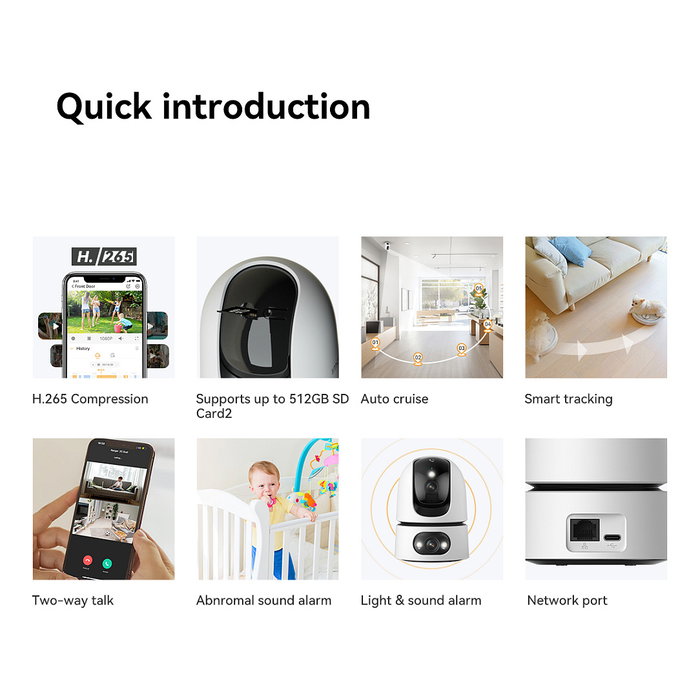 Imou Ranger Dual Pro Cámara de Seguridad IP Interior 6MP, PTZ 360°, Seguimiento Automático, Visión Nocturna, Wifi y Cable, Blanco