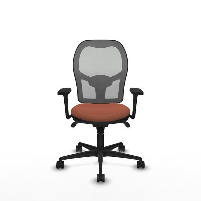 PIQUERAS Y CRESPO Silla de oficina Jorquera con mecanismo sincro, tela marrón y malla gris PIQUERAS Y CRESPO Silla de oficina Jorquera con mecanismo sincro, tela marrón y malla gris