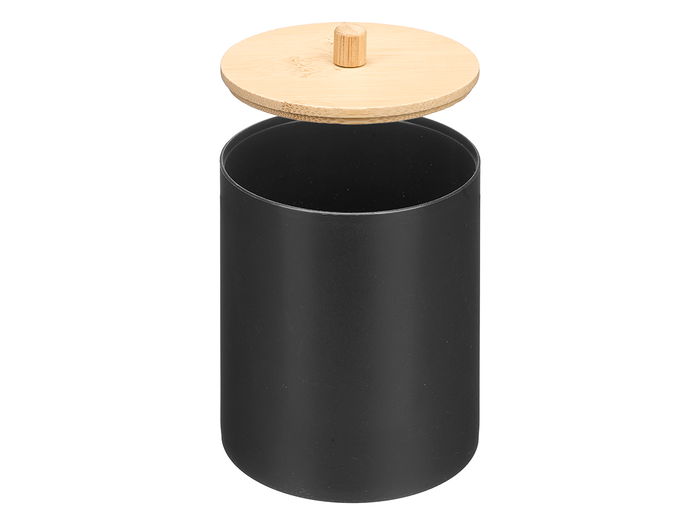 Berilo Bote Plastico Tapa Bambu Negro 9x13.2x9 cm (Set de 24)