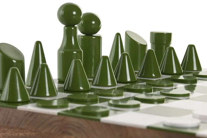 DKD Home Decor Juego de Ajedrez de Mango y Resina Lacado Verde Menta