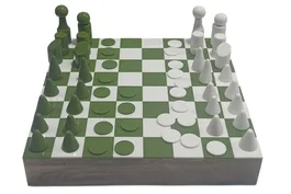 DKD Home Decor Juego de Ajedrez de Mango y Resina Lacado Verde Menta