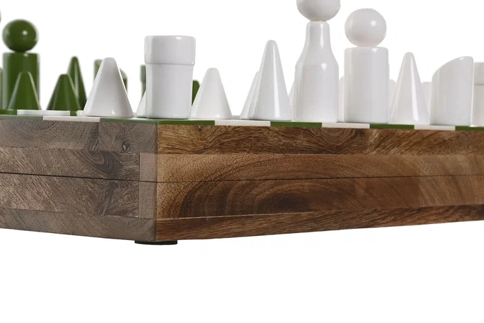DKD Home Decor Juego de Ajedrez de Mango y Resina Lacado Verde Menta