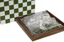 DKD Home Decor Juego de Ajedrez de Mango y Resina Lacado Verde Menta