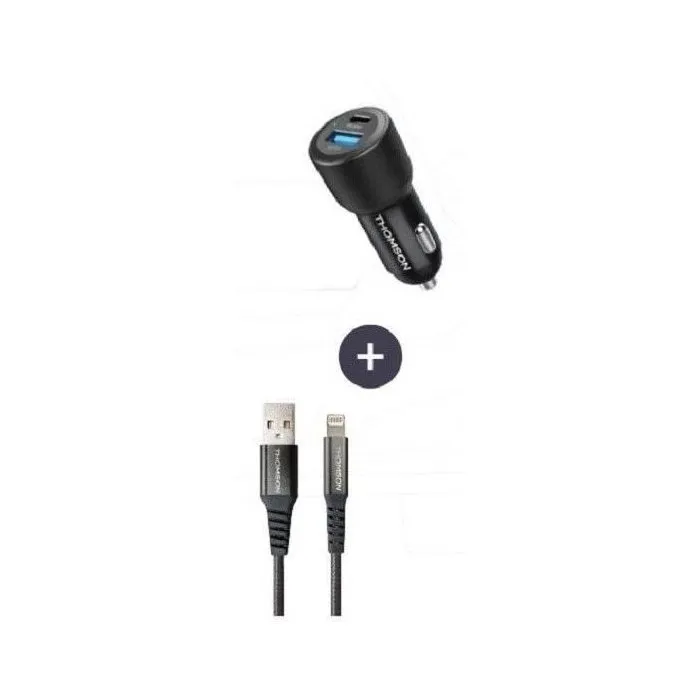 Thomson THO3513767400015 Pack Cargador Coche 60W + Cable USB-A a L 3A Thomson THO3513767400015 Pack Cargador Coche 60W + Cable USB-A a L 3A
