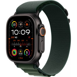Apple Watch Ultra 2 GPS + Cellular 49mm Caja de Titanio Negro con Alpine Loop Verde Oscuro - Talla S - Reloj Inteligente con watchOS 11, 64GB, Resistencia IP6X y MIL-STD-810H