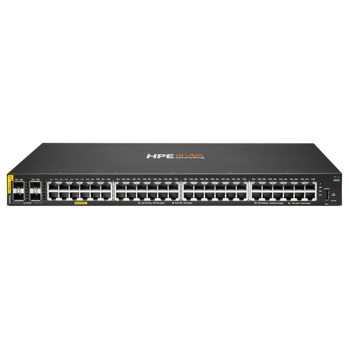 HP Enterprise HPE Aruba Networking CX 6000 48p 10M/100M/1G Class4 PoE 4p SFP 1G 370W Switch HP Enterprise HPE Aruba Networking CX 6000 48p 10M/100M/1G Class4 PoE 4p SFP 1G 370W Switch