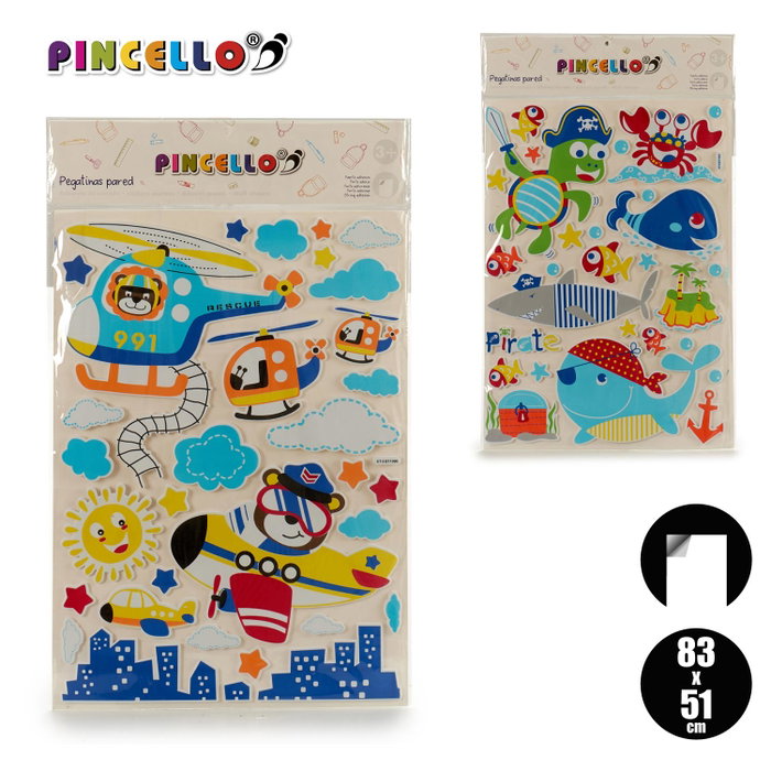 PINCELLO Pegatinas de Pared Surtido Pirata y Avión 83x51cm
