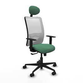 PIQUERAS Y CRESPO Silla de oficina Zulema con mecanismo Sincro, Verde esmeralda y Blanco