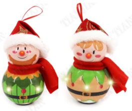 DKD Home Decor Decoración Colgante Navidad Elfo LED PVC Multicolor 8 x 14.5 x 8 cm (6 Unidades)