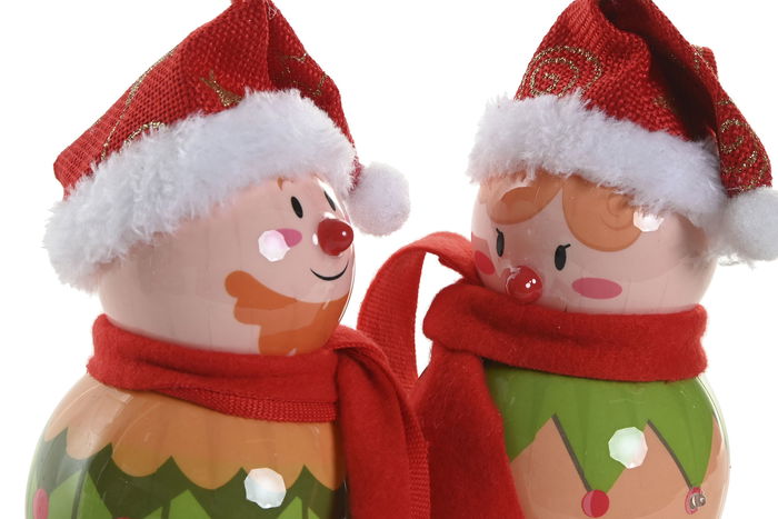 DKD Home Decor Decoración Colgante Navidad Elfo LED PVC Multicolor 8 x 14.5 x 8 cm (6 Unidades)