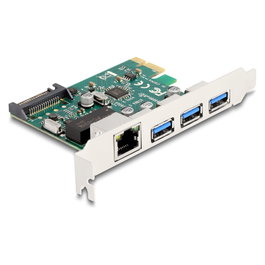 DeLOCK 90105 Tarjeta de expansión PCIe con 3 x USB 5 Gbps y 1 x Gigabit LAN