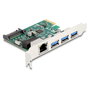 DeLOCK 90105 Tarjeta de expansión PCIe con 3 x USB 5 Gbps y 1 x Gigabit LAN