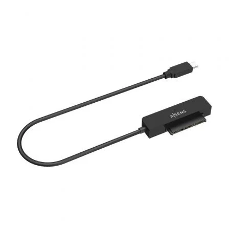 Aisens Adaptador USB-C a SATA ASE-25C04B para Discos Duros 2.5" SATA I/II/III, USB 3.1 Gen 1 (5 Gbps), Plug&Play, Compatible con Windows y macOS, Negro